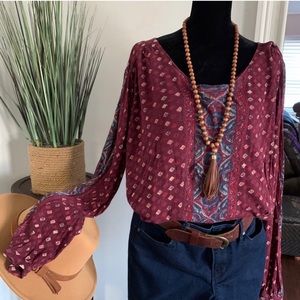 Lucky Brand Boho Top- Gently Worn- L
